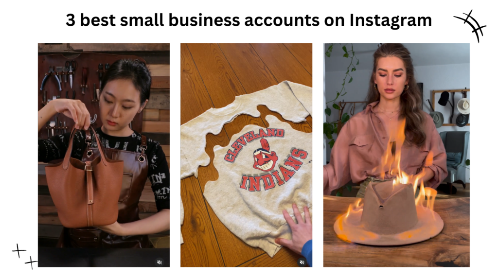 Three images featuring three Instagram influencers and small businesses.